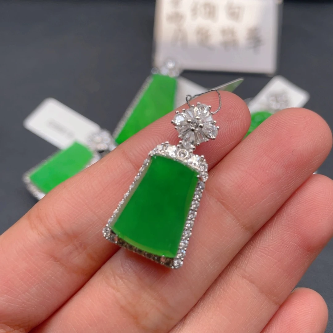 翡翠银S925镶嵌吊坠(不含链)