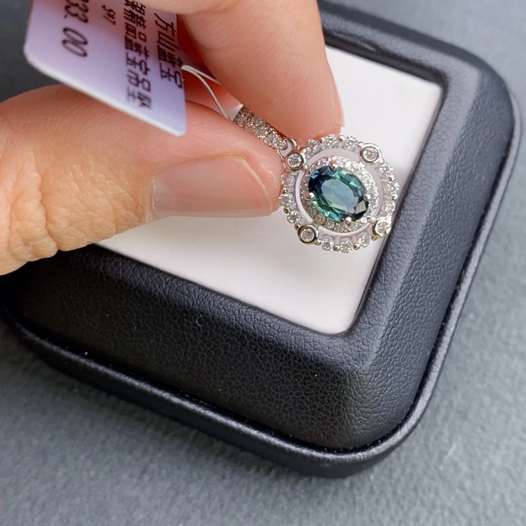 蓝宝石颈饰银S925镶嵌