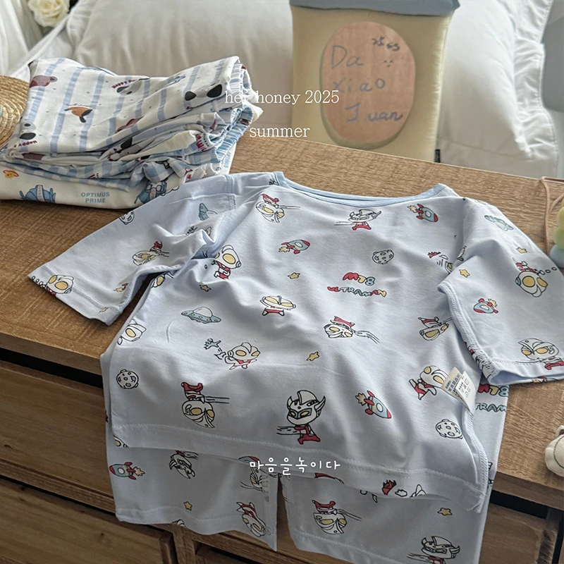 【嘿甜心】儿童夏季新品童装七分袖天丝家居服套装-26649【幼棉光年】