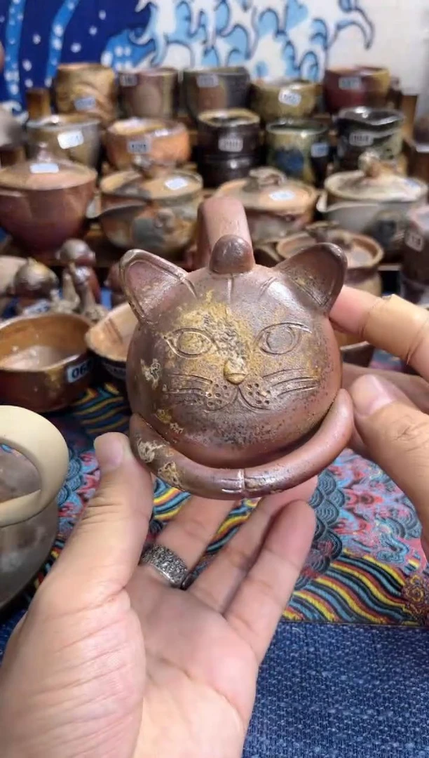 猫马克杯300ml日式备前烧茶具茶器茶周边