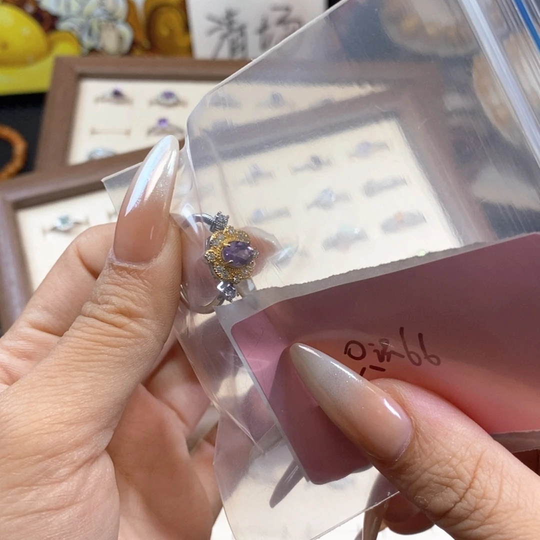 只***识紫晶珠宝半成品银S925镶嵌戒指