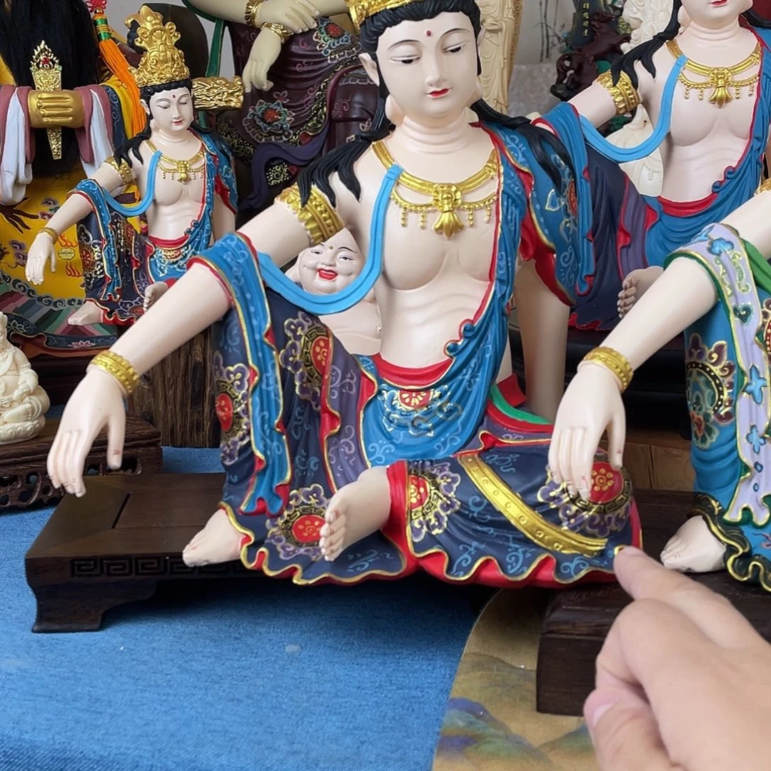 田***夫石材自在观音摆件30高端