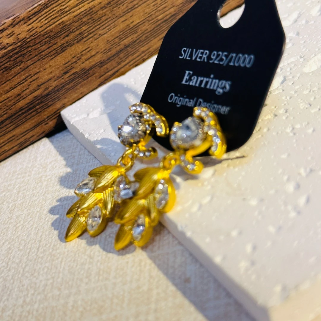 铜合金锆石耳饰 小众设计耳饰957
