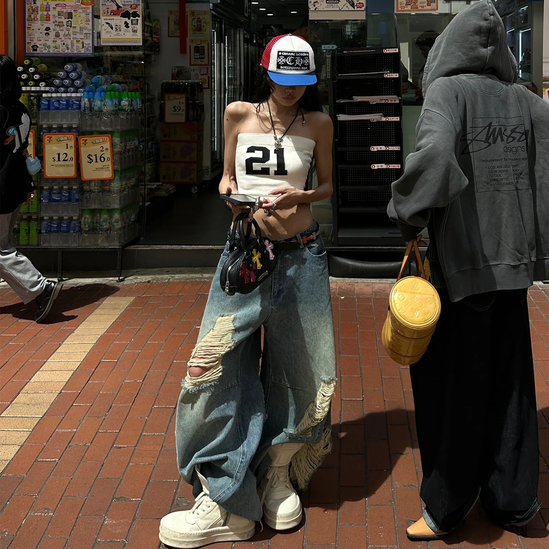 韩好甜WARDEN EDGE 毛织抹胸背心夏修身显瘦辣妹短款外穿裹胸上衣