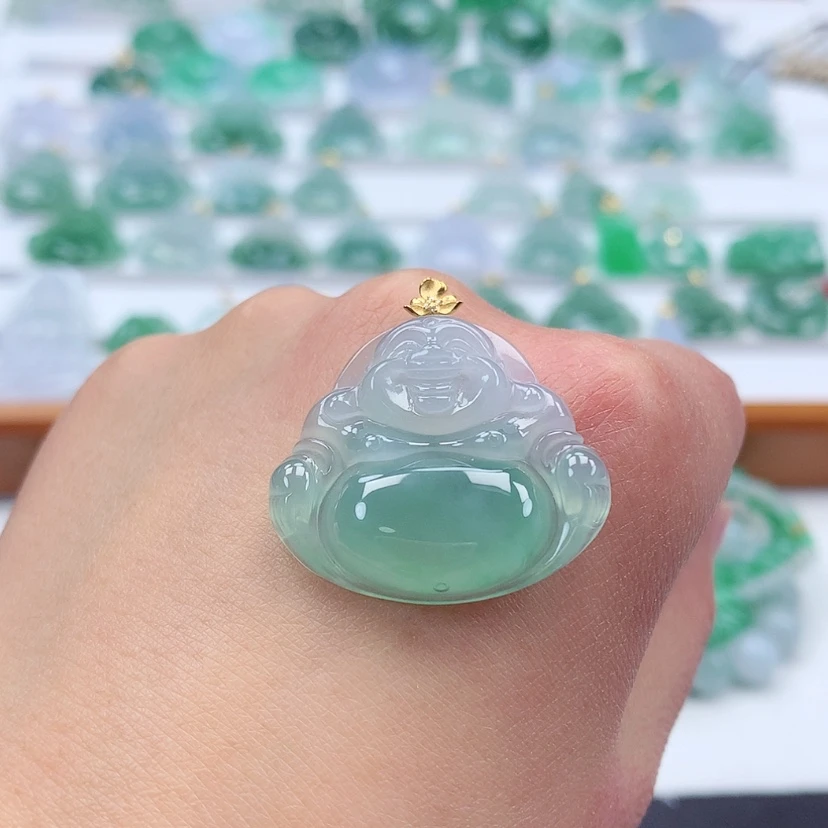 【闪购商品】翡翠吊坠(赠链)18K金镶嵌