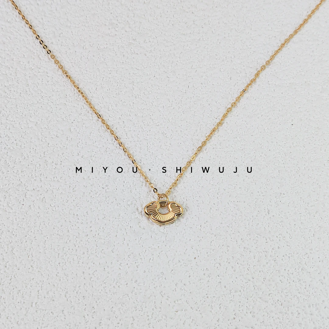 钛钢项链 刻面祥云项链镭射轻奢时尚百搭气质金色