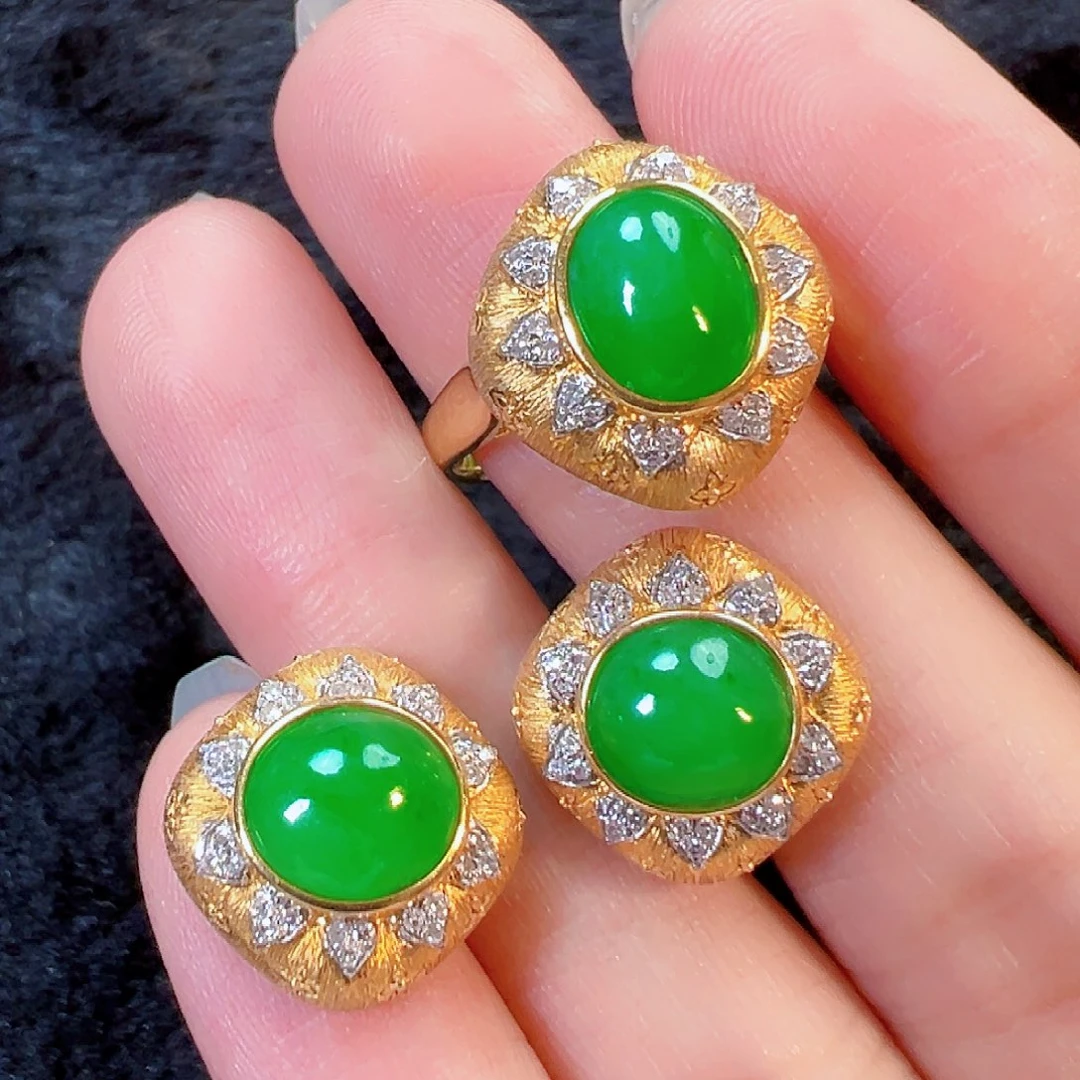 翡翠18K金镶嵌耳饰【福利款】签收后24小时鉴赏期