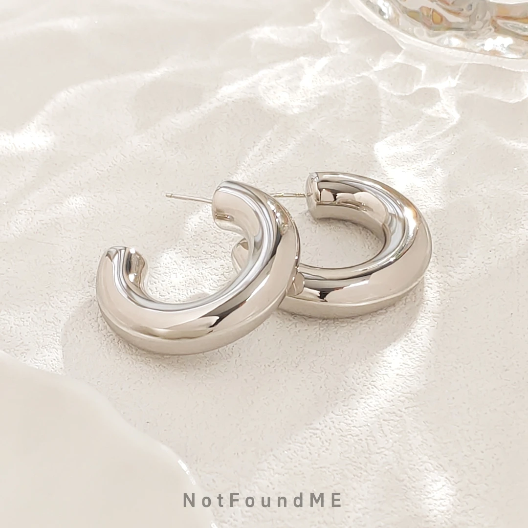 925银耳饰 「圆融的极简」极简百搭商务风气质耳环欧美日韩大码饰品