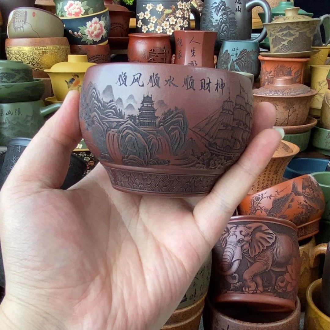 紫砂杯子宜兴全手工紫砂杯