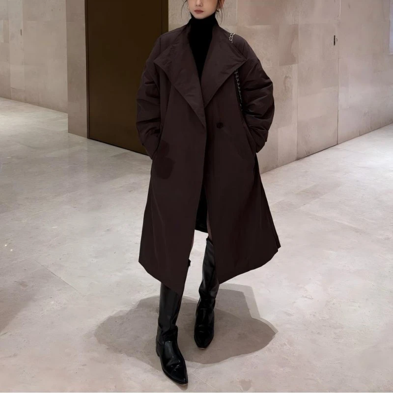 （韩版气质大衣鹅绒服）8610秋冬高级感廓形宽松收腰保暖羽绒服G