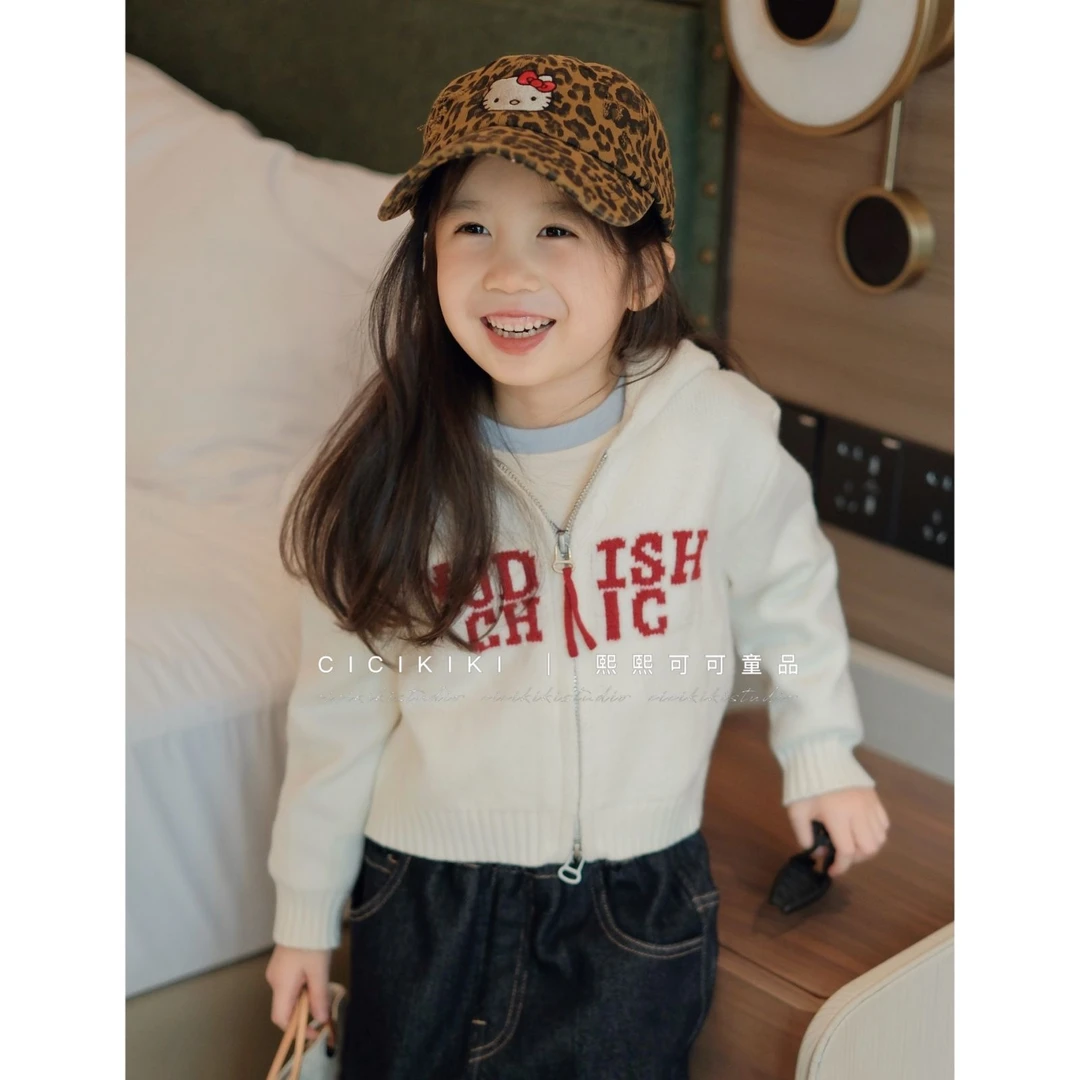 【熙熙可可】2025女童冬季新款长袖百搭时尚毛衣外套 WT2566