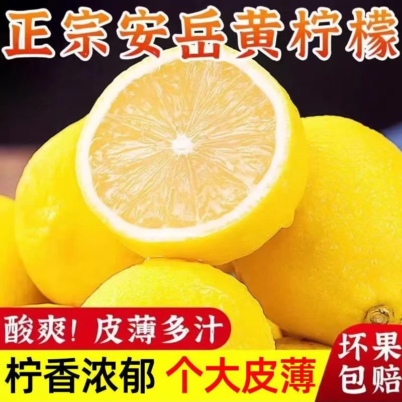 【5个装】【中果1斤】F3新鲜安岳黄柠檬装60-90克/个新鲜水果