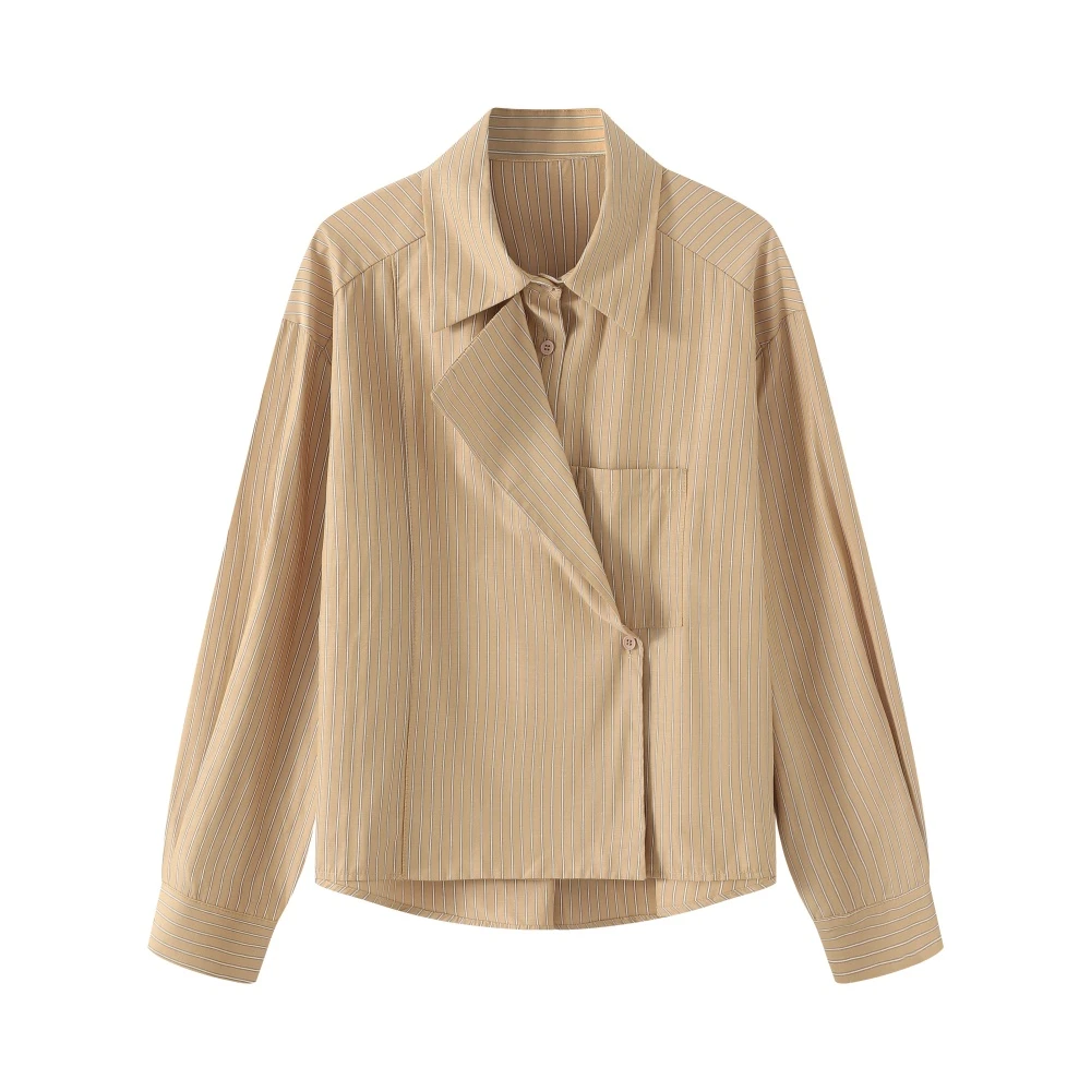 AOSER法式条纹长袖衬衫休闲时尚百搭宽松女装衬衫8703