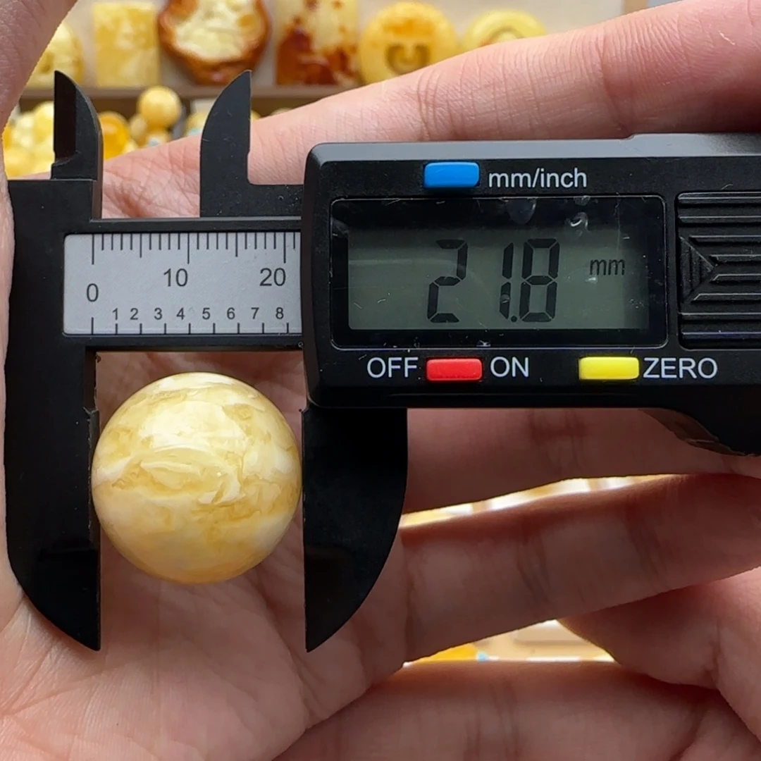 蜜蜡未镶嵌裸石蜜蜡圆珠微瑕