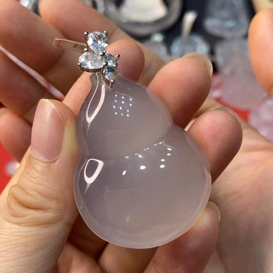 银S925镶嵌葫芦石英质玉
