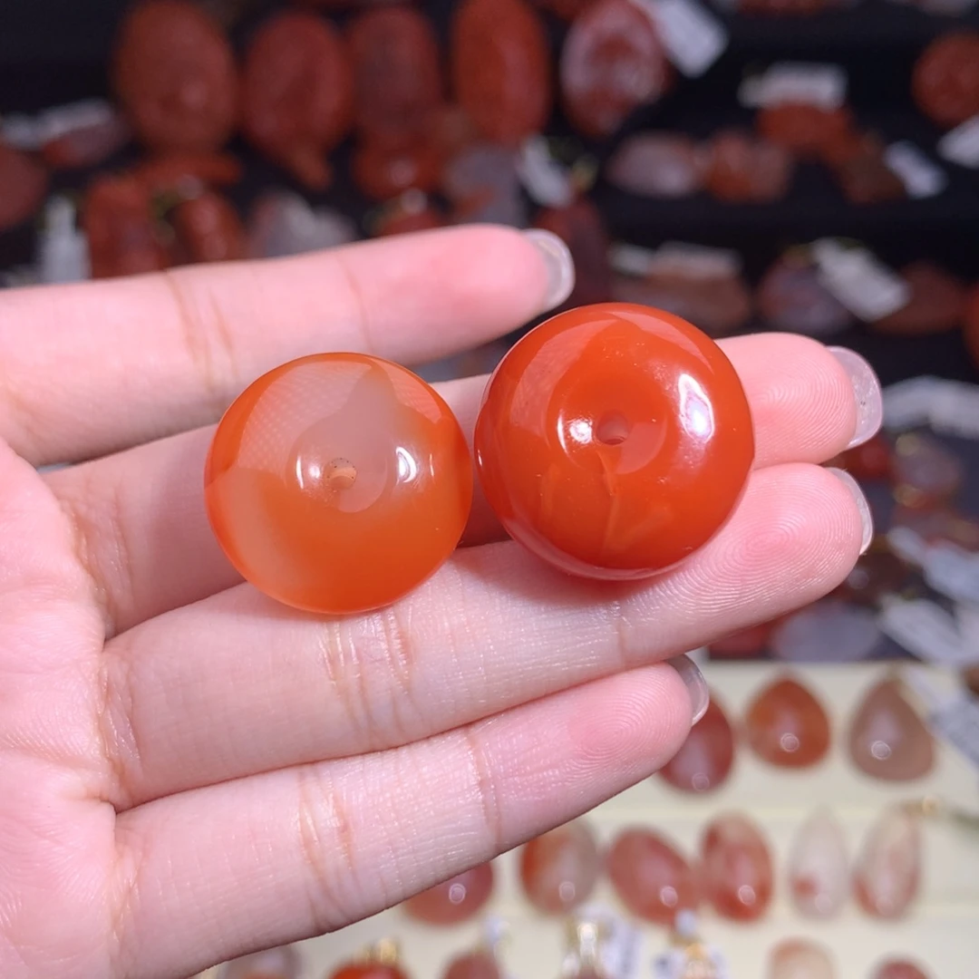 玉***花南红玛瑙未镶嵌珠宝半成品平安扣2