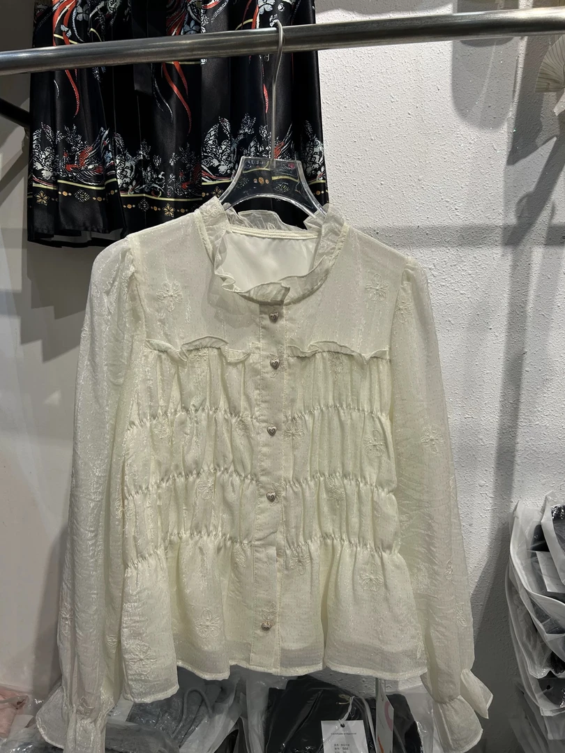 外套衬衫蕾丝透气防晒法式刺绣提花小香风蕾丝领子291