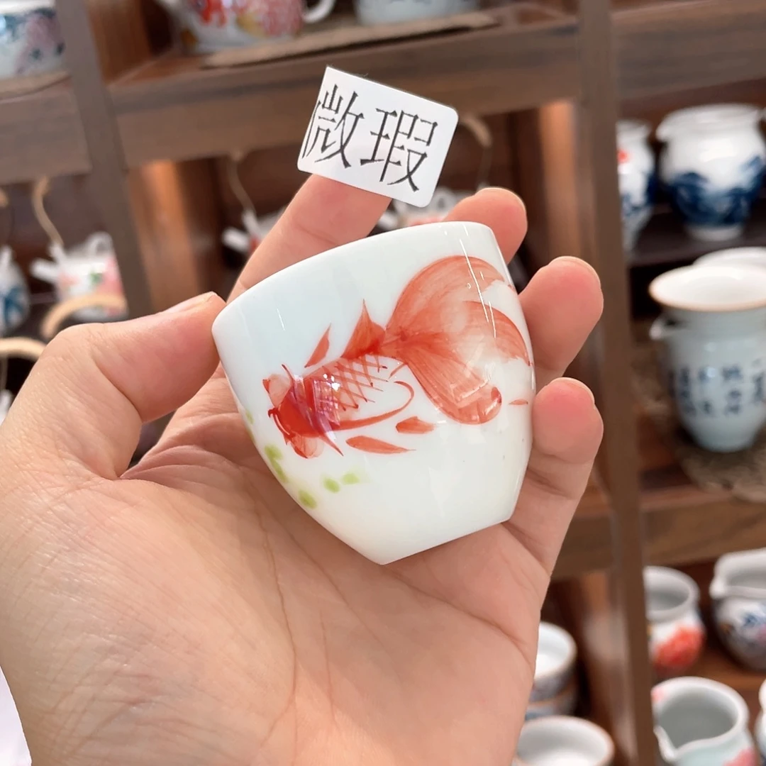 釉下手绘茶具微瑕