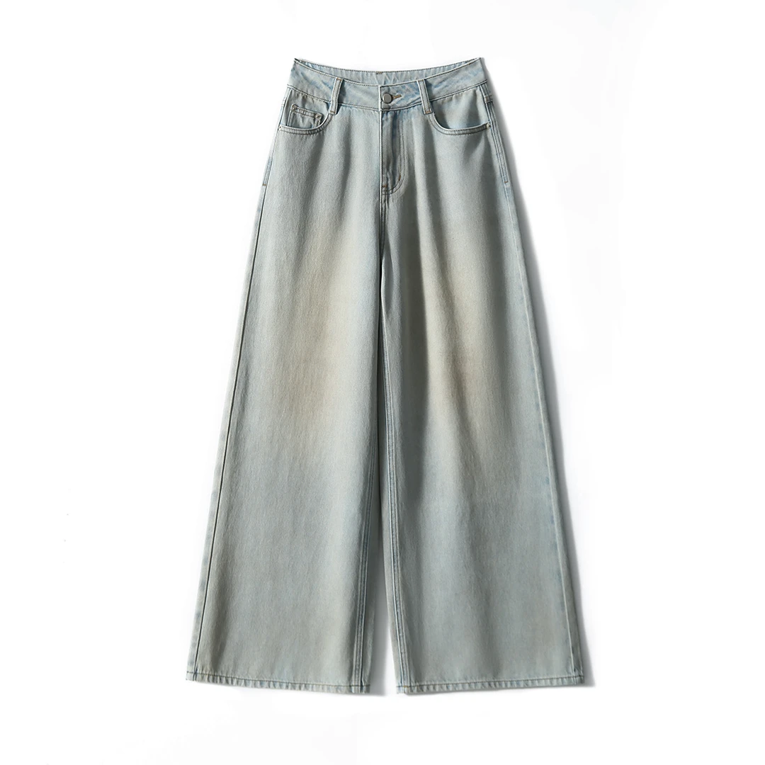 【九月木兮】 脏脏裤25春新品做旧喷色阔腿休闲牛仔裤女S81662NKFAG