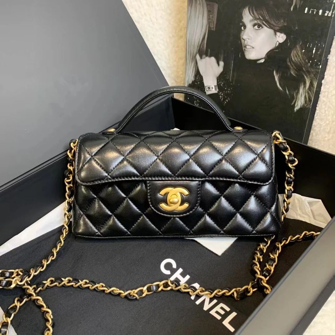 全新未使用 Chanel/香奈儿 拆壹臻/25p黑金羊手柄法棍包 72428105