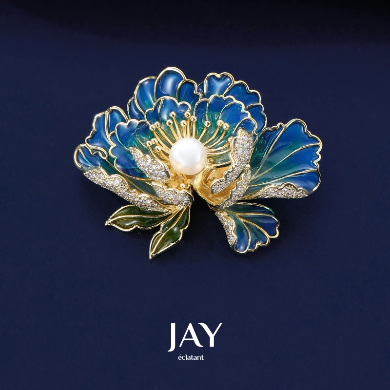 Jay新中式牡丹胸针高端精致时尚衣服配饰教师节礼物秋冬大衣配饰