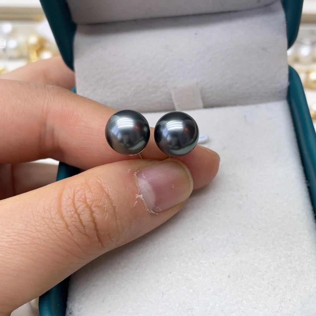 银S925镶嵌海水珍珠耳饰