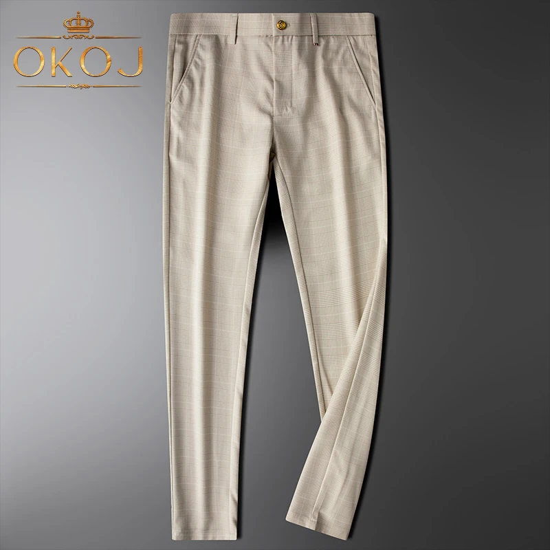 OKOJ休闲运动长裤男直筒西裤夏季薄款修身亲肤透气商务中年裤子