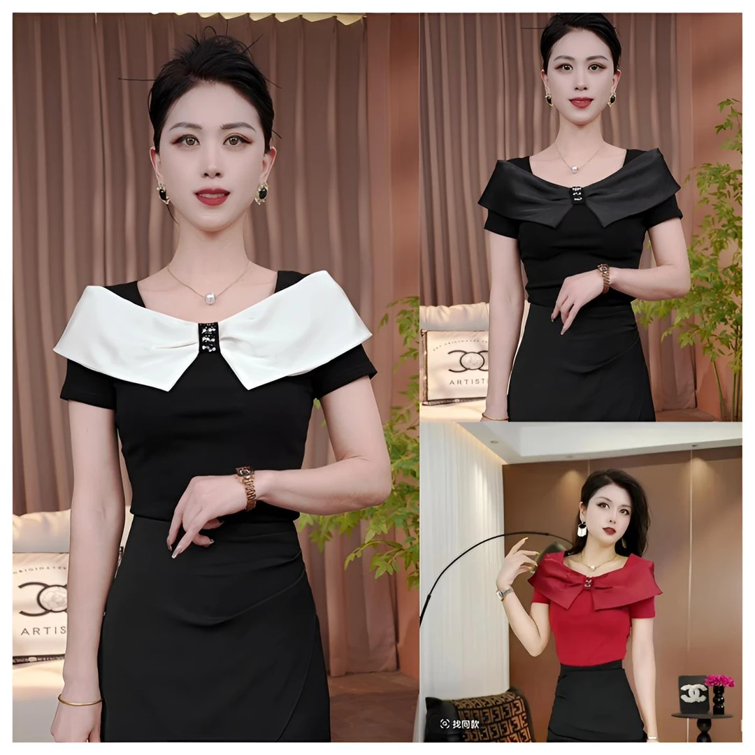 2025夏季新款时尚小众气质设计感减龄短袖小衫潮女