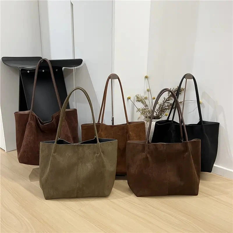 秋冬季大容量复古麂皮绒2025新款简约休闲时尚通勤单肩手提托特包