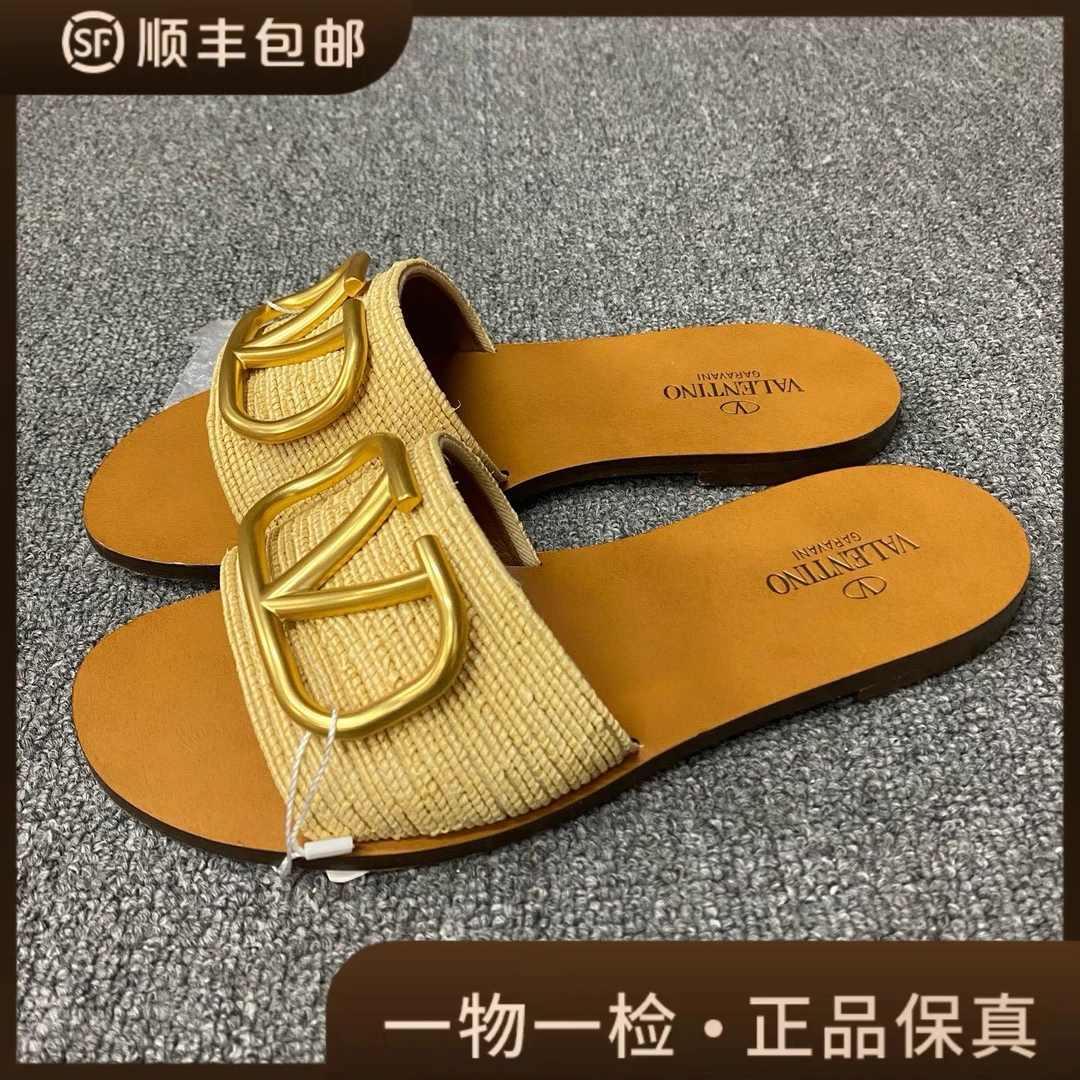 99新 Valentino/华伦天奴 99新/36.5码/经典logo拖鞋/BF01612