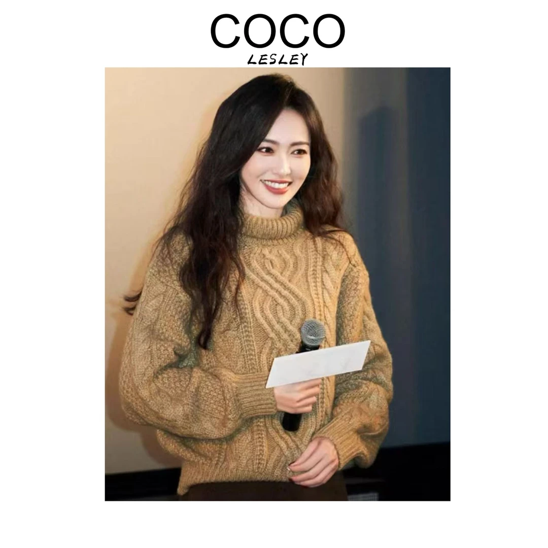 【COCO LESLEY】唐嫣同款慵懒风毛衣秋冬季气质减龄针织衫上衣女