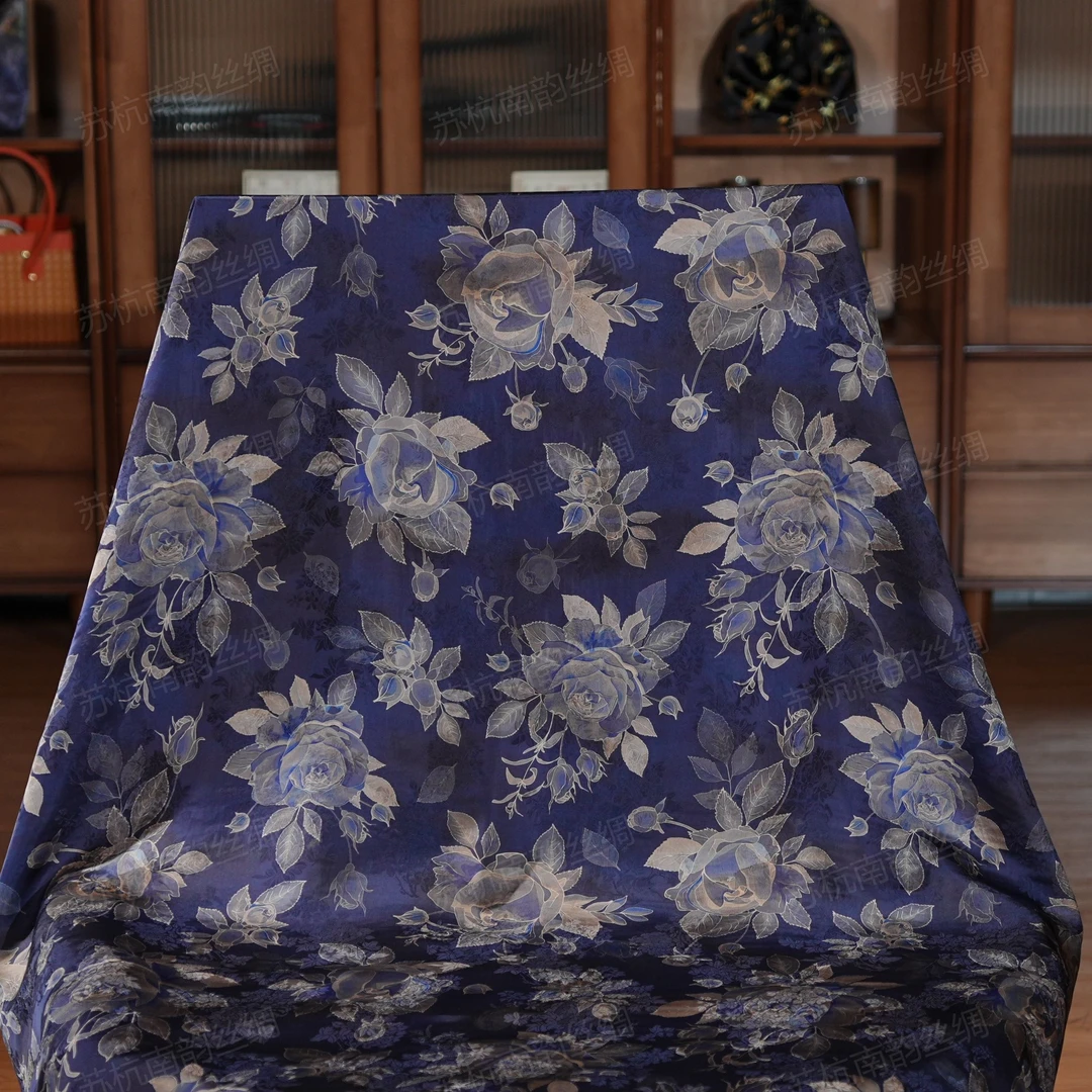 新【F130-63锦之蓝】140*140提花丝巾披肩香云老料百搭女士双面国风