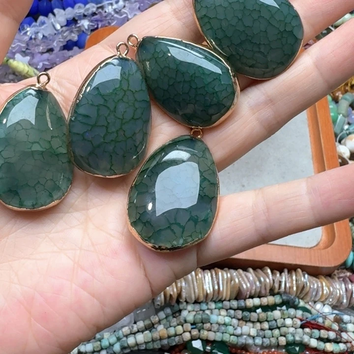 合金玛瑙/玉髓珠宝半成品一个龙鳞玛瑙吊坠