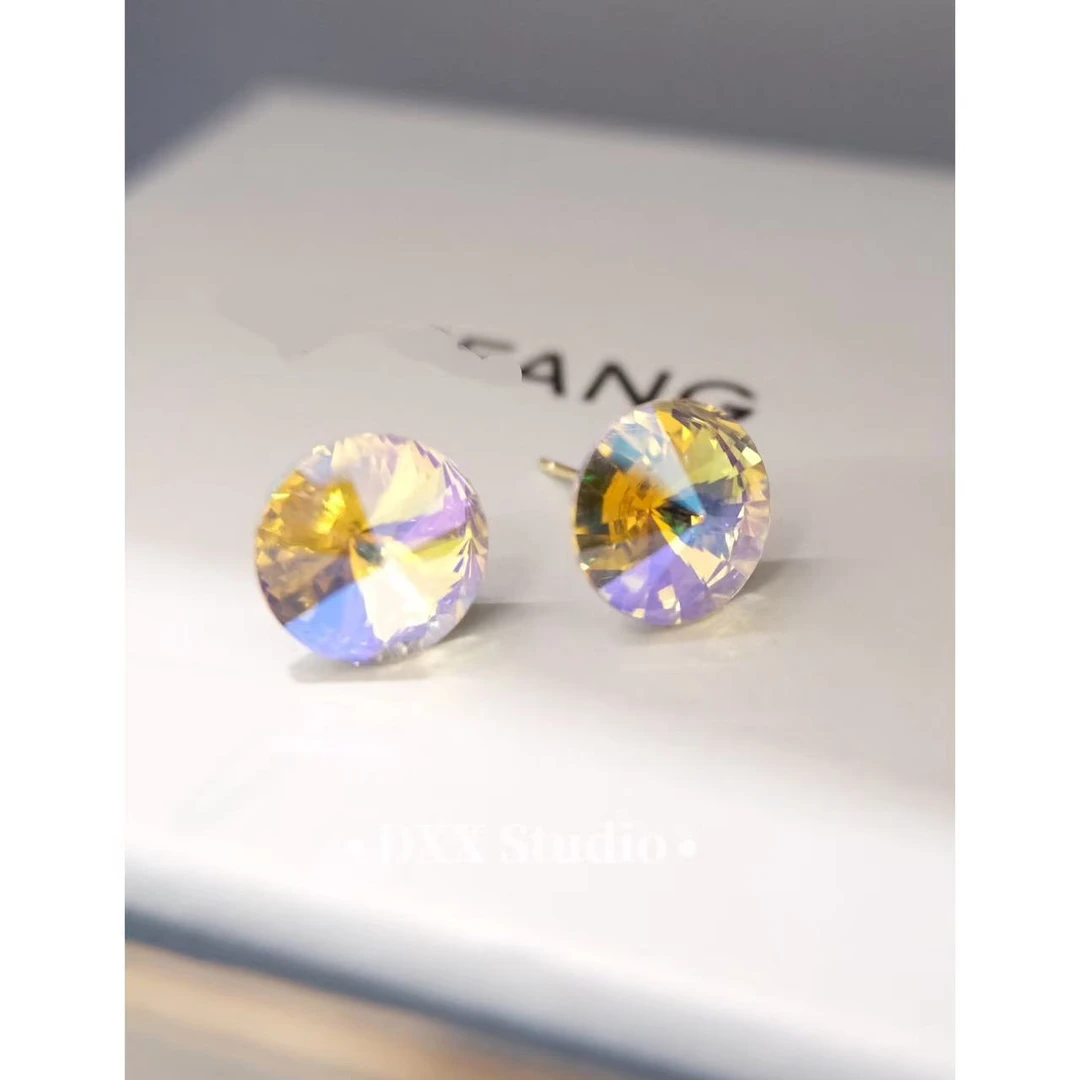 铜合金锆石耳饰 小众设计百搭黄色系精致耳饰46938