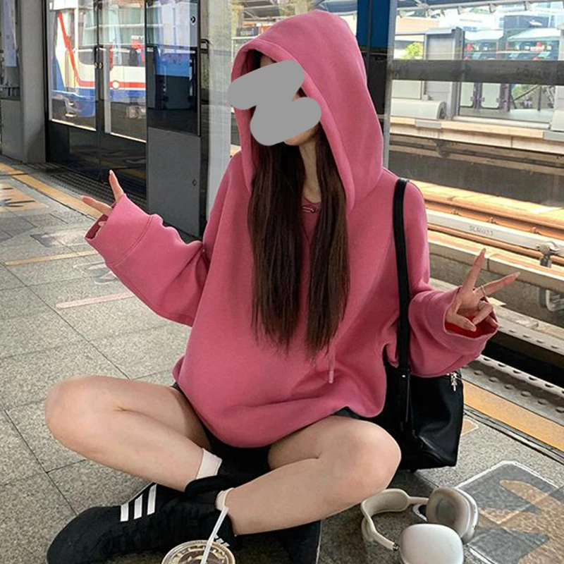 2025秋季时尚简约休闲舒适卫衣优雅纯色高级时尚气质设计感小众