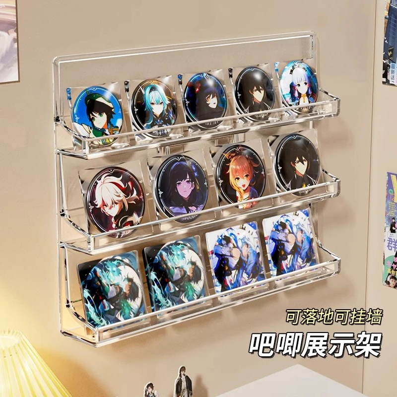 吧唧展示架挂墙上卡片色纸徽章周边桌面置物亚克力谷子收纳小痛柜
