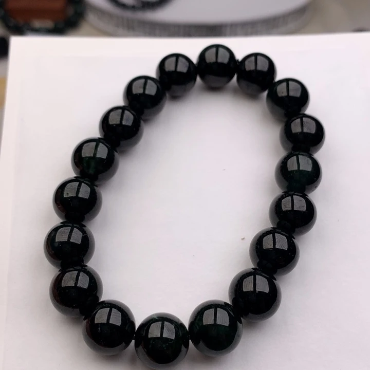 颈饰未镶嵌翡翠天然缅甸墨翠手串