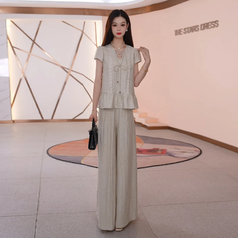 【两件套】夏季时尚女神修身洋气宽松气质休闲百搭显瘦减龄女装套裤