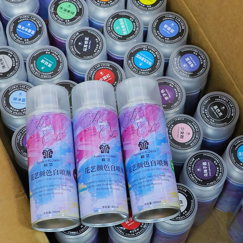 鲜花自喷漆花艺彩色碎冰蓝花束喷色剂花店专用彩喷染色剂花资花材
