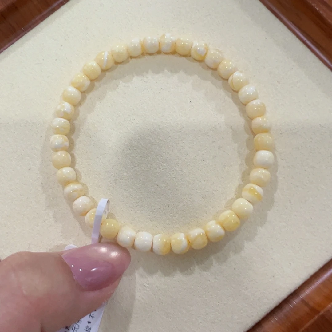 未镶嵌蜜蜡手链小****了5.5m瓷白花618福利价