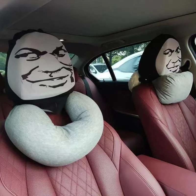 恶搞表情包汽车靠枕套个性搞怪趣味车内搞笑装饰头枕座椅套通用型