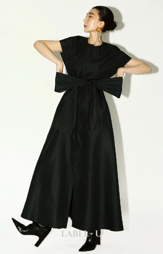 【坤姨专属】“巴黎之夜”黑色蝴蝶 丝光 气质连衣裙AK24KYYX547L