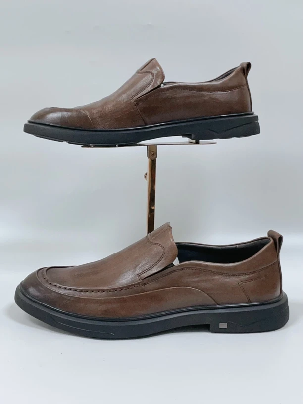 英伦休闲套筒套脚单鞋春季一脚蹬职场休闲风休闲皮鞋