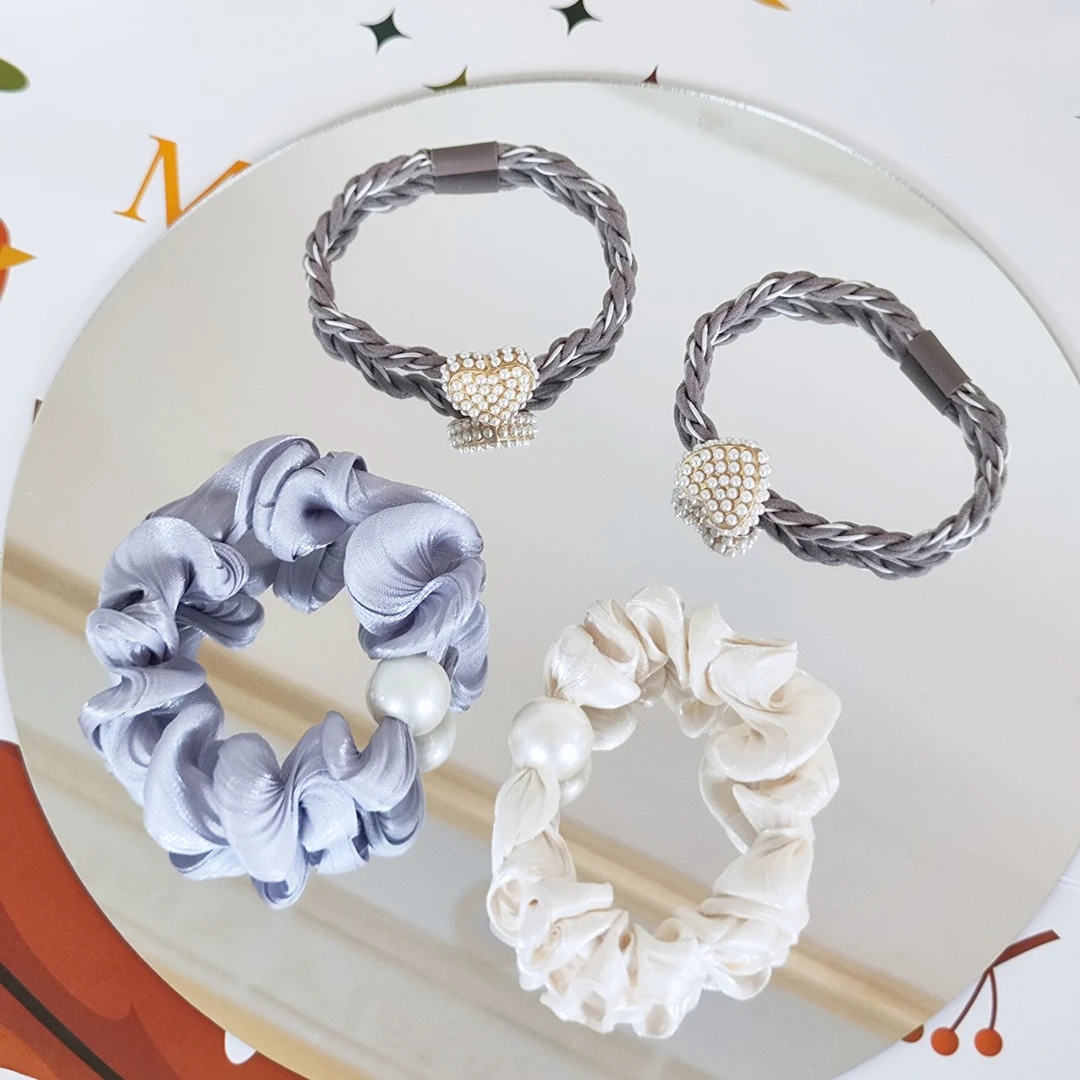 简约扎头发通用女性发饰可爱头饰珍珠甜美皮筋耐用发圈好看百搭