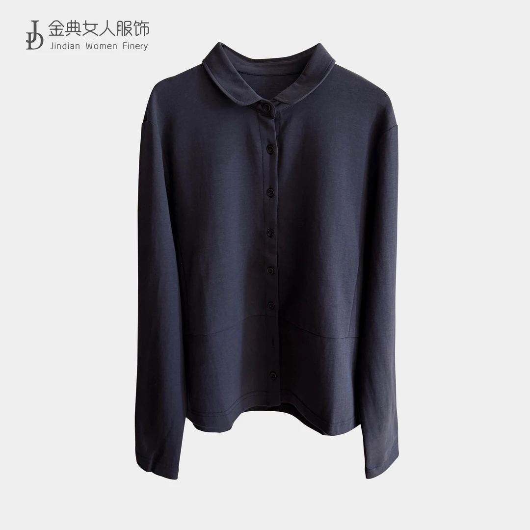 设计感翻领单排扣洋气女衬衫  中年妈妈时尚百搭显瘦百搭上衣1668