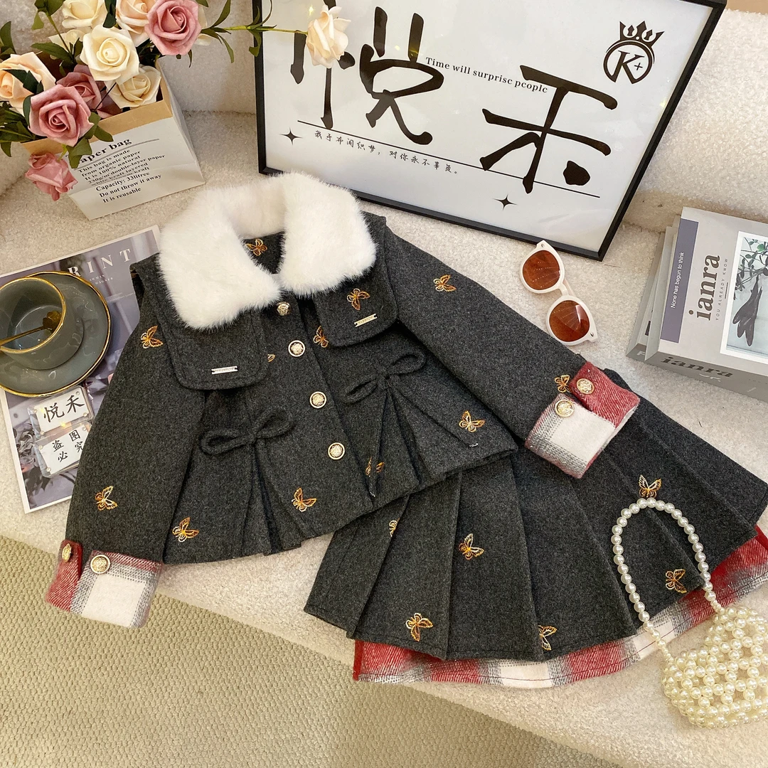 T2【悦禾】女童新款小香风秋冬韩版百搭洋气加厚童装套装60038