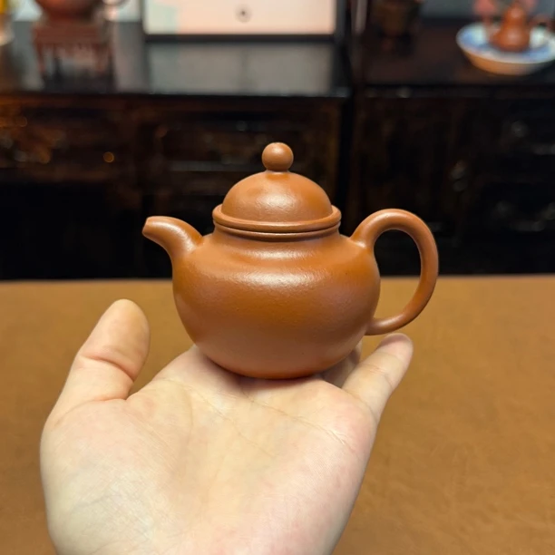 宜兴紫砂壶壶名，掇球，115cc，小煤窑朱泥，全手工制作
