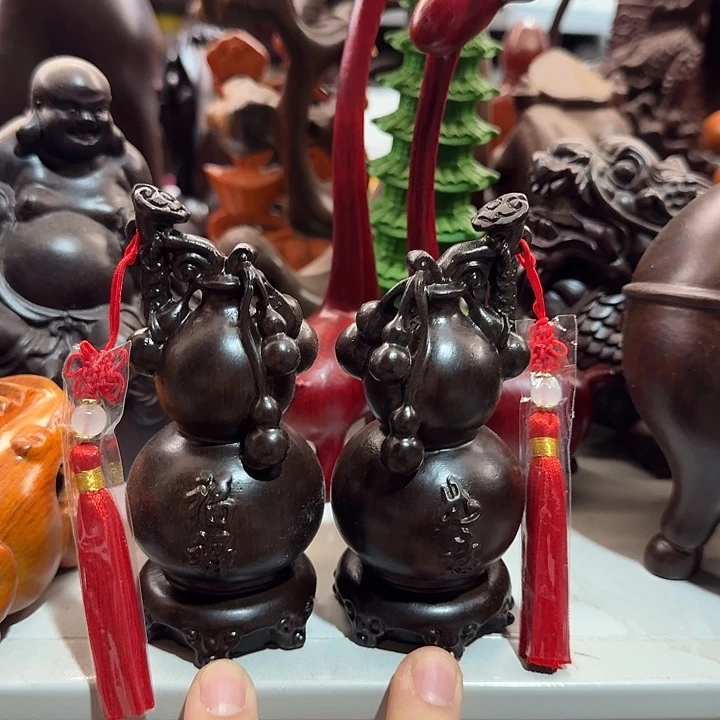 木黑檀木12福禄如意葫芦一对