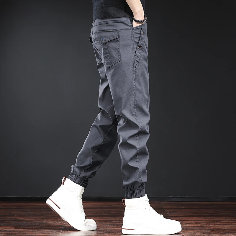 美式重磅潮牌工装裤子男装秋冬新款束脚休闲裤宽松大码运动小脚裤