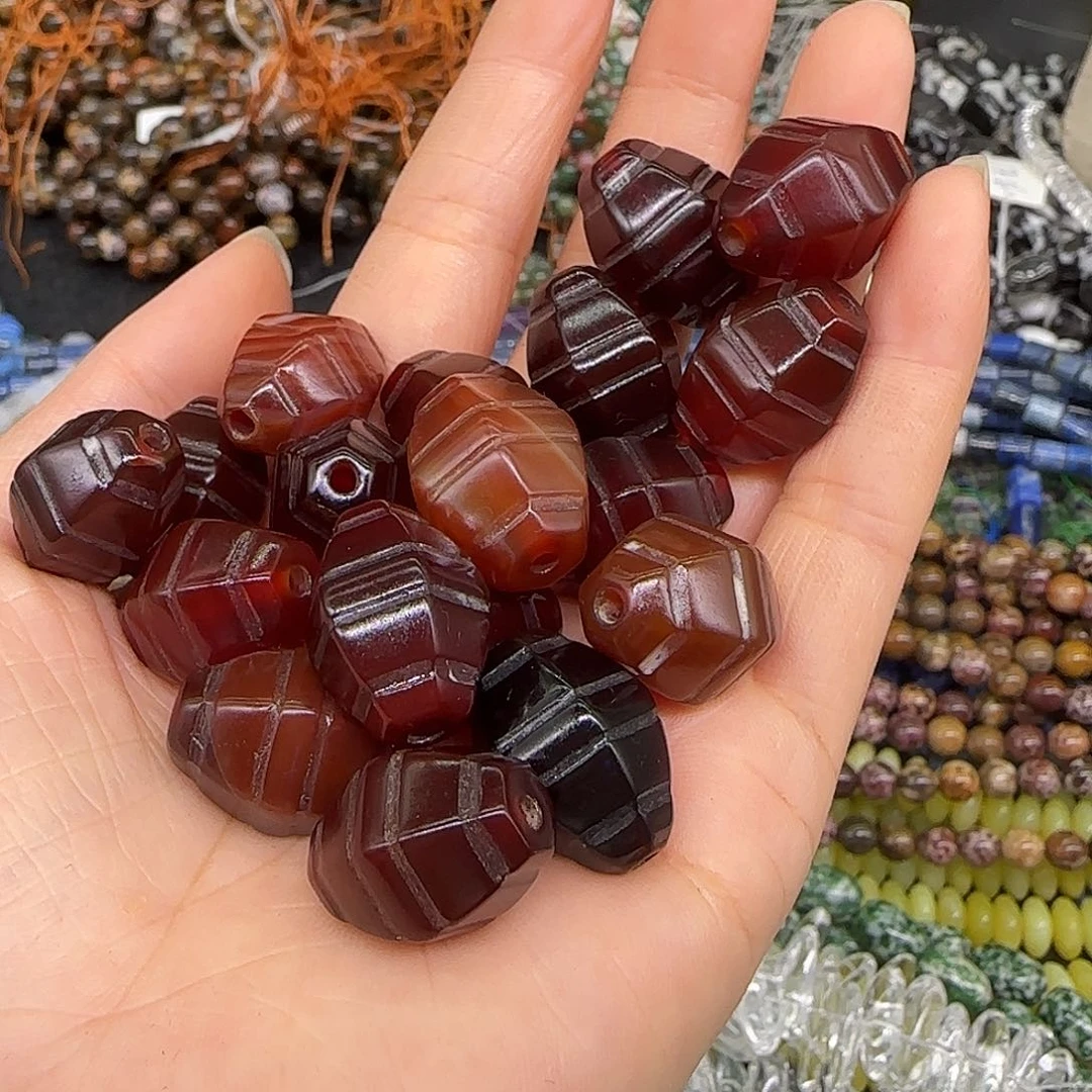 玛瑙/玉髓合金珠宝半成品老玛瑙15-20mm2颗